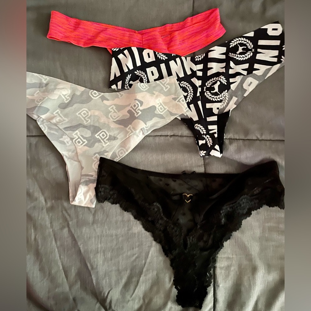 VS Pink 4 pairs of Thongs.